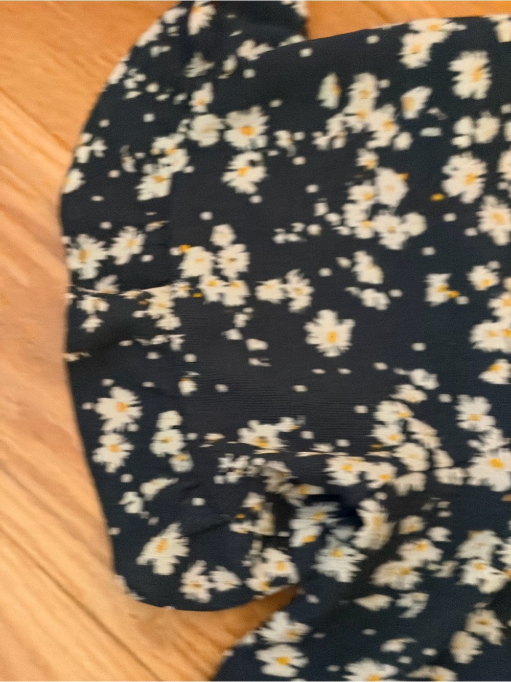 CeCe Navy Floral Button-Down Short Sleeve Blouse - Picture 6 of 8